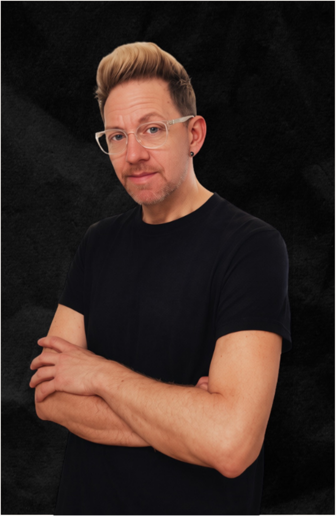 Portrait of Edward Kelly, hairstylist and colorist at The PVD Hair Edit in Providence, RI