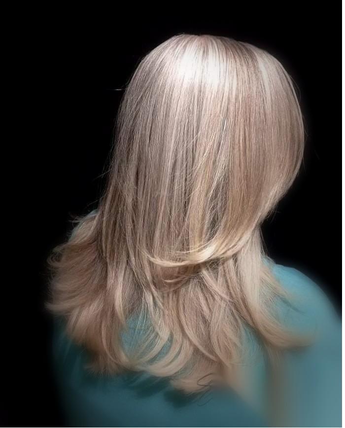 Champagne curls color transformation
